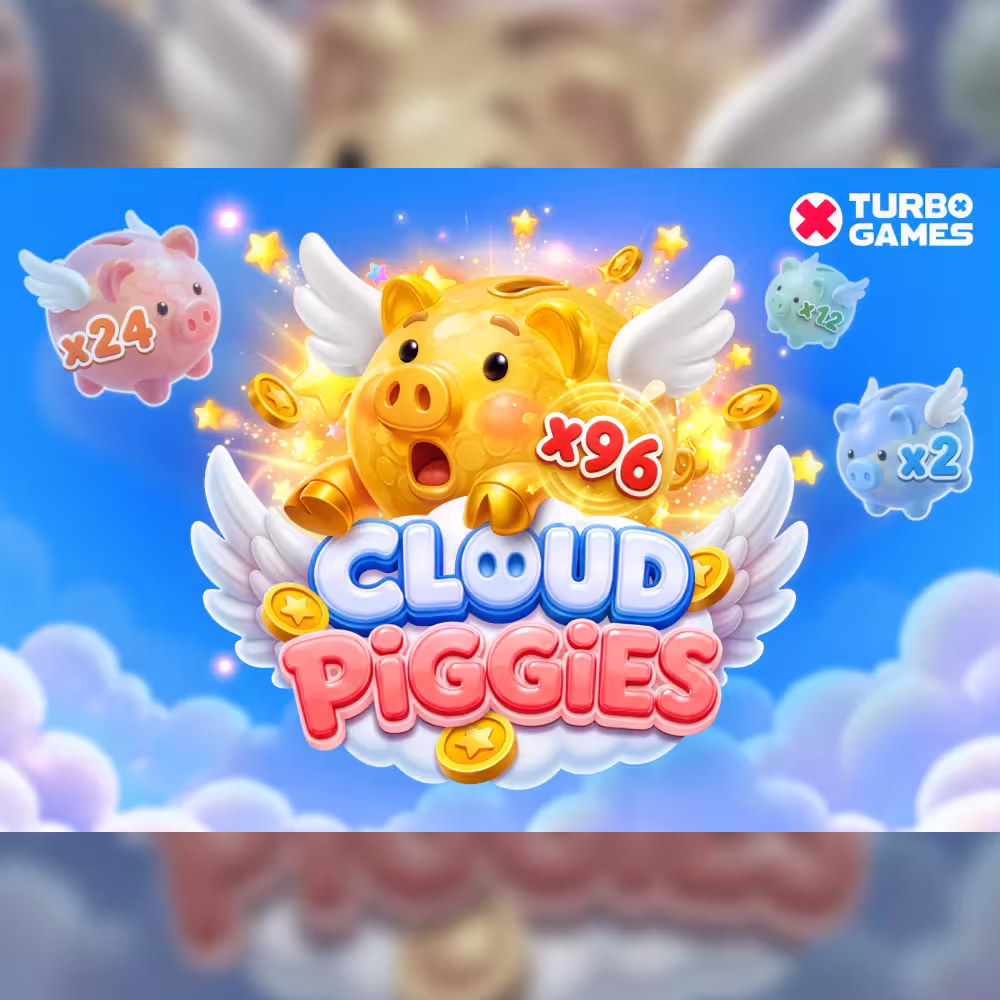 Un piggy doré x96 de Cloud Piggies entouré de paliers inférieurs marqués x24, x2 et x1.2